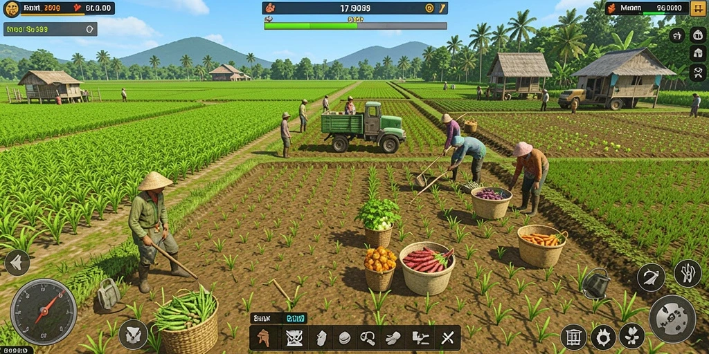 Pemandangan level yang berwarna-warni dan kaya detail.